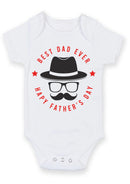 Best Dad Ever Happy Father's Day Baby Grow – Gentleman Hat Glasses & Moustache Design Baby Bodysuit – Father's Day Outfit for Baby Boy or Girl