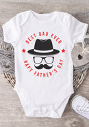 Best Dad Ever Happy Father's Day Baby Grow – Gentleman Hat Glasses & Moustache Design Baby Bodysuit – Father's Day Outfit for Baby Boy or Girl