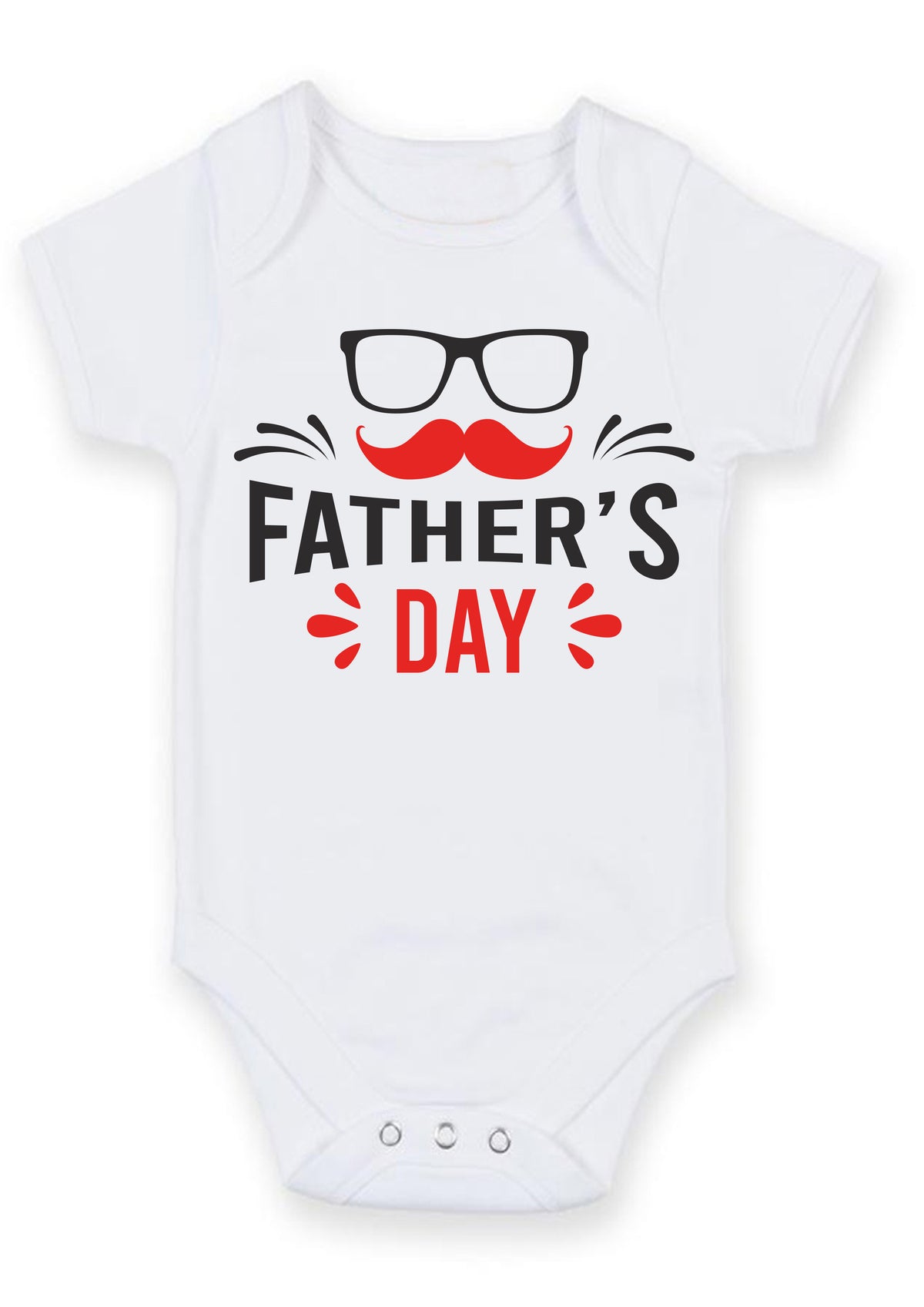 Happy Father's Day Baby Grow – Glasses & Moustache Design Baby Bodysuit – Cute Father's Day Outfit for Baby Boy or Girl – New Dad Gift & Keepsake – Happy Father's Day Baby Grow