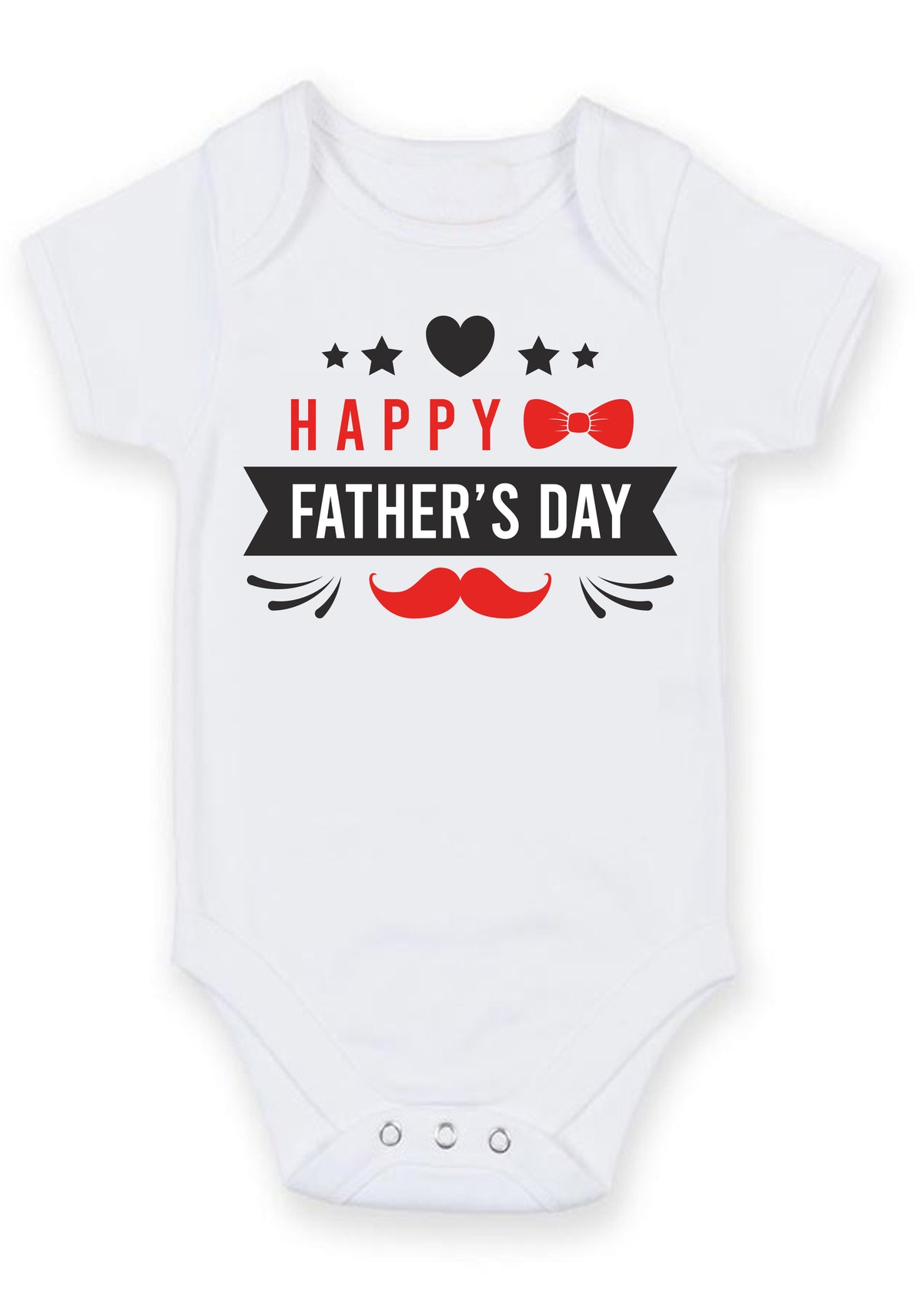 Happy Father's Day Baby Grow – Bow Tie & Moustache Design Baby Bodysuit – Cute Father's Day Outfit for Baby Boy or Girl – New Dad Gift & Keepsake Vest – Happy Father's Day Baby Grow