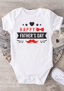 Happy Father's Day Baby Grow – Bow Tie & Moustache Design Baby Bodysuit – Cute Father's Day Outfit for Baby Boy or Girl – New Dad Gift & Keepsake Vest