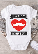 Happy Father's Day Baby Grow – Heart & Moustache Design Baby Bodysuit – Cute Father's Day Outfit for Baby Boy or Girl – New Dad Gift & Keepsake Vest