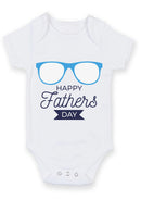 Happy Father's Day Baby Grow – Blue Glasses Design Baby Bodysuit – Cute Father's Day Outfit for Baby Boy or Girl – New Dad Gift & Keepsake Vest