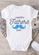 Happy Father's Day Baby Grow – Blue Moustache Design Baby Bodysuit – Cute Father's Day Outfit for Baby Boy or Girl – New Dad Gift & Keepsake Vest
