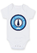 Happy Father's Day Baby Grow – Tie & Moustache Badge Design Baby Bodysuit – Cute Father's Day Outfit for Baby Boy or Girl – New Dad Gift & Keepsake Vest