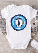 Happy Father's Day Baby Grow – Tie & Moustache Badge Design Baby Bodysuit – Cute Father's Day Outfit for Baby Boy or Girl – New Dad Gift & Keepsake Vest