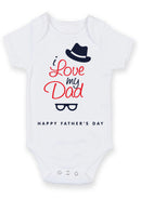 I Love My Dad Baby Grow – Happy Father's Day Baby Bodysuit with Hat & Glasses Design – Cute Baby Vest for Baby Boy or Girl – Father's Day Gift from Baby
