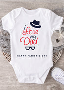 I Love My Dad Baby Grow – Happy Father's Day Baby Bodysuit with Hat & Glasses Design – Cute Baby Vest for Baby Boy or Girl – Father's Day Gift from Baby