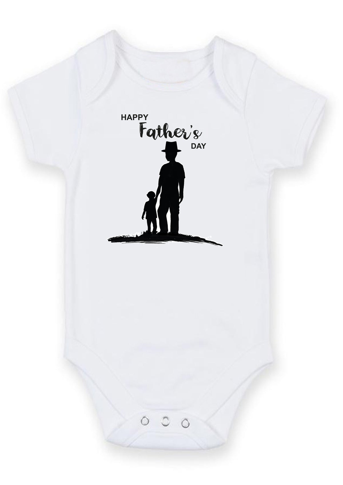 Happy Father's Day Baby Grow – Dad & Child Silhouette Design Baby Bodysuit – Cute Father's Day Outfit for Baby Boy or Girl – Happy Father's Day Baby Grow