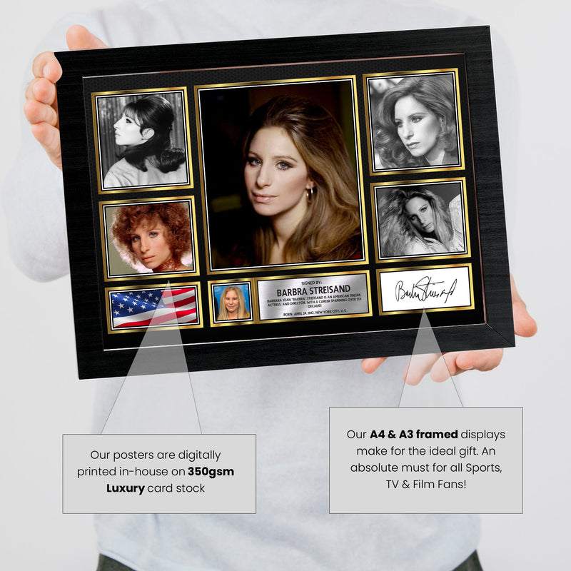 Barbra Streisand Actors Framed Autographed Print - Limited Edition Autograph Fan Gift – Collectible Memorabilia Merchandise