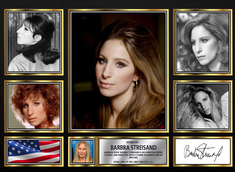 Barbra Streisand Actors Framed Autographed Print - Limited Edition Autograph Fan Gift – Collectible Memorabilia Merchandise