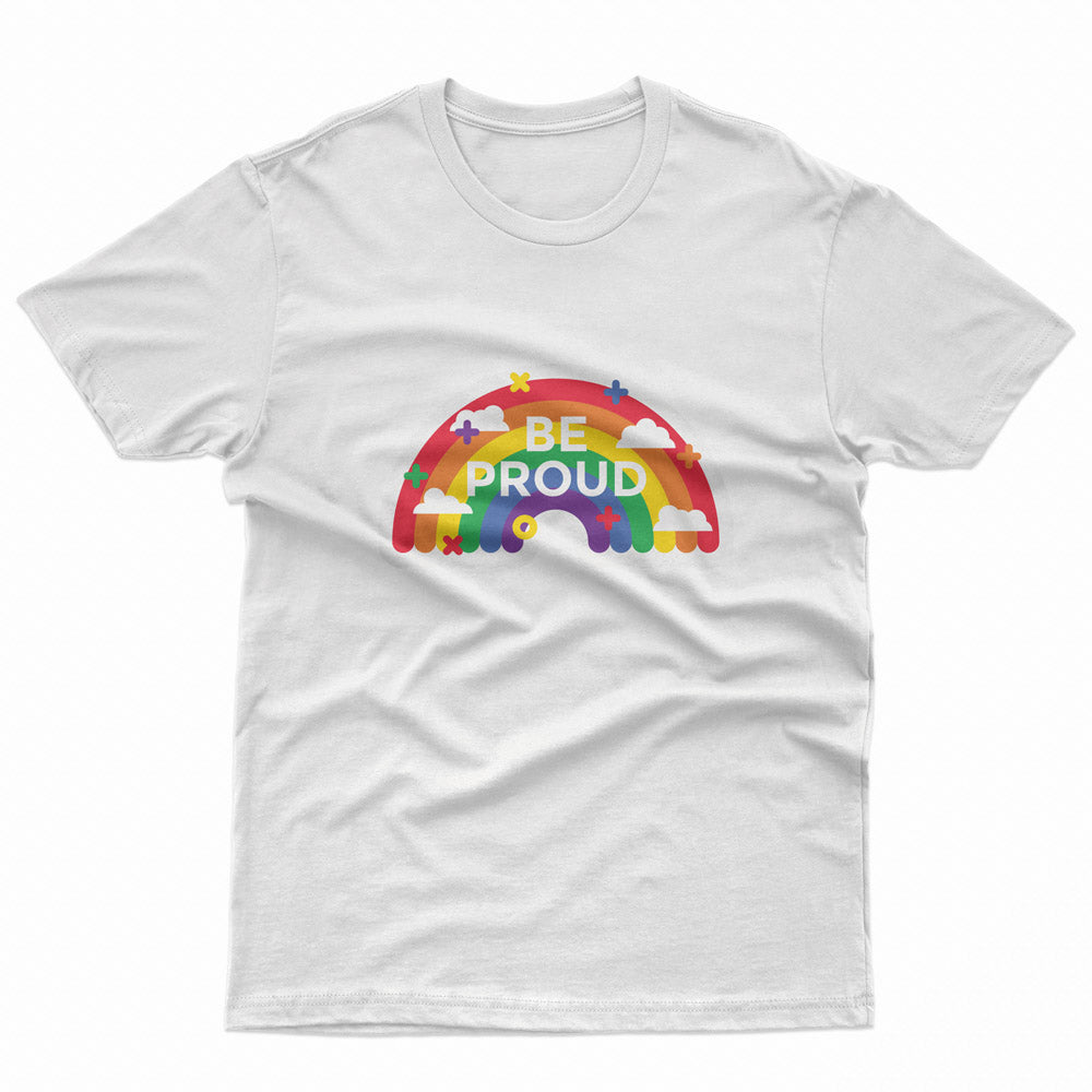 Be Proud Pride T-Shirt – Unisex LGBTQ+ Slogan Tee – Be Proud 1 be proud t-shirt on a white tee