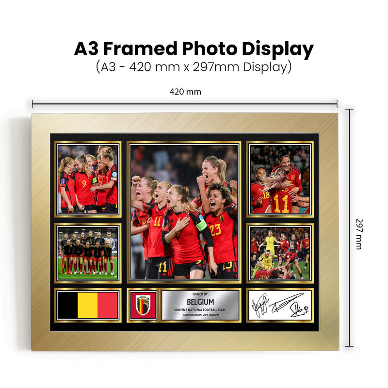 Belgium Ladies Football Teams Framed Autographed Print - Limited Edition Autograph Fan Gift – Collectible Memorabilia Merchandise