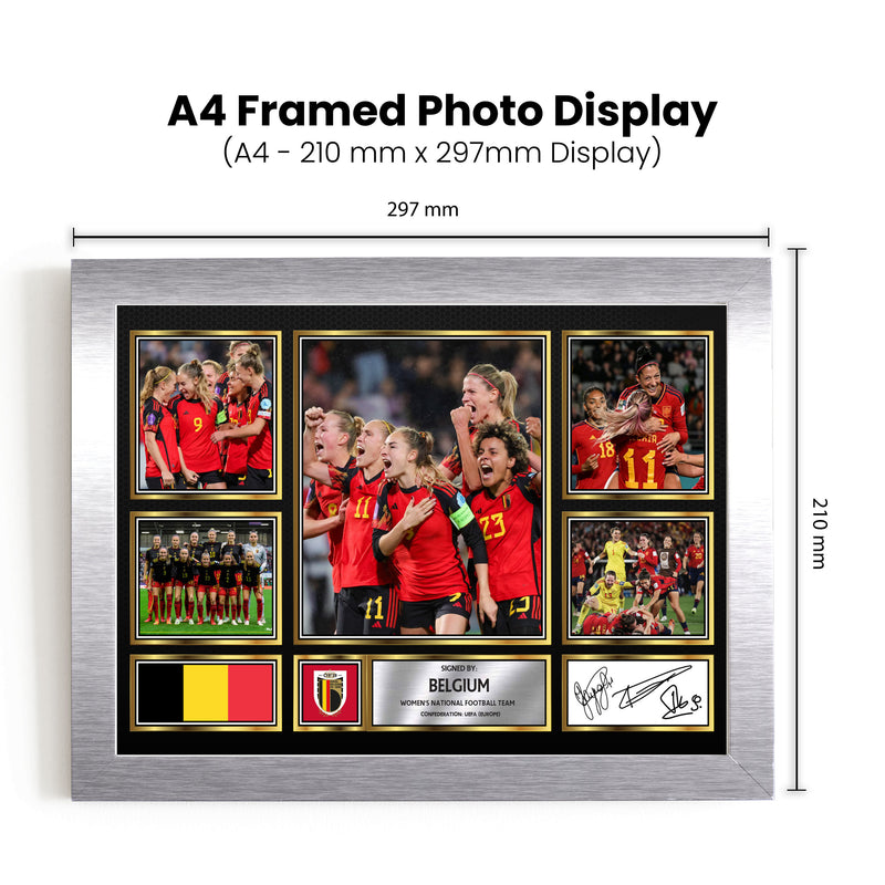 Belgium Ladies Football Teams Framed Autographed Print - Limited Edition Autograph Fan Gift – Collectible Memorabilia Merchandise