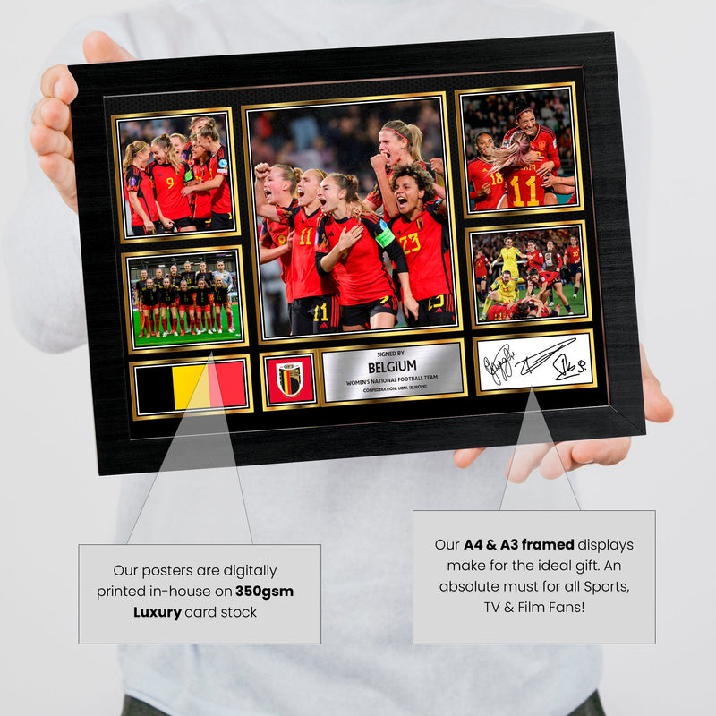 Belgium Ladies Football Teams Framed Autographed Print - Limited Edition Autograph Fan Gift – Collectible Memorabilia Merchandise