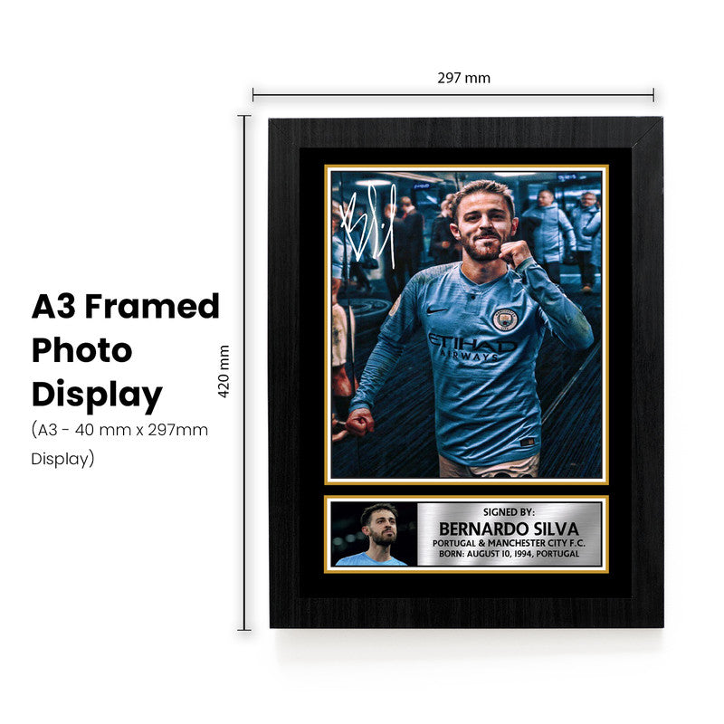 Bernardo Silva Signed Autographed Portrait Poster Print – Portugal & Manchester City F.C. Football Star Wall Art – Soccer Memorabilia Gift for Fans & Collectors