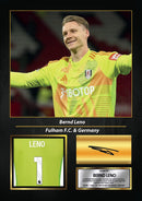 Bernd Leno Printed Signed Poster – Fulham FC & Germany Goalkeeper Tribute Wall Art with Jersey & Bio Plaque – Premier League Football Memorabilia for Fans & Collectors
