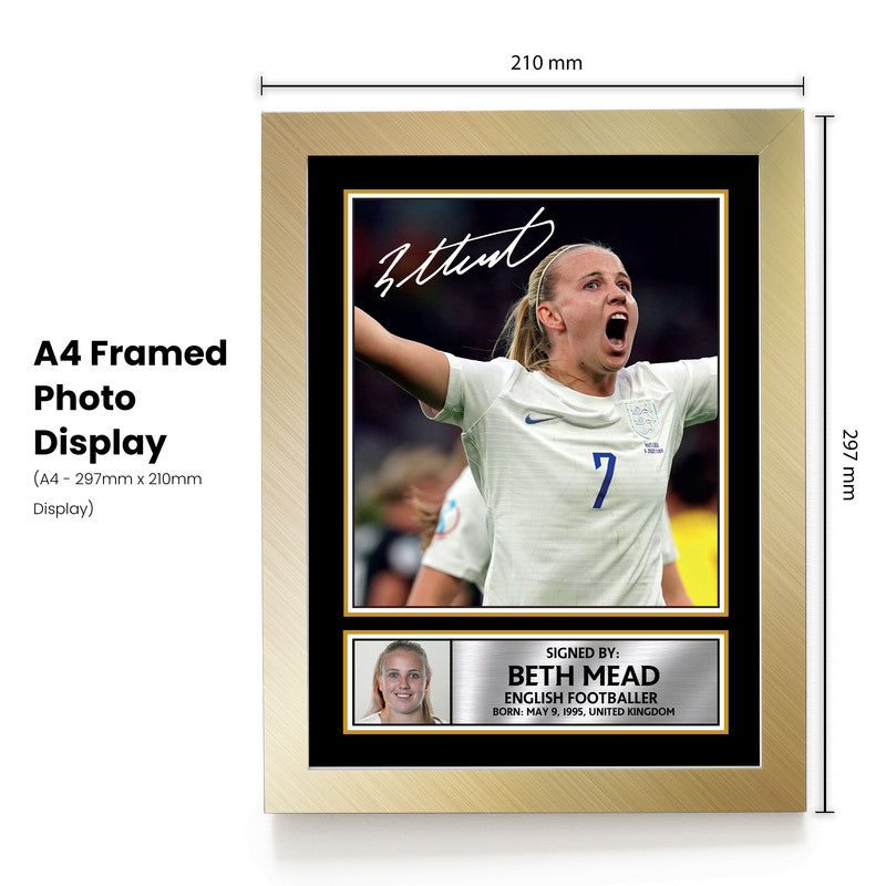 Beth Mead Signed Autograph Poster Print – England Lioness & Arsenal Star  – Framed or Unframed – Gift for Women’s Football Fans