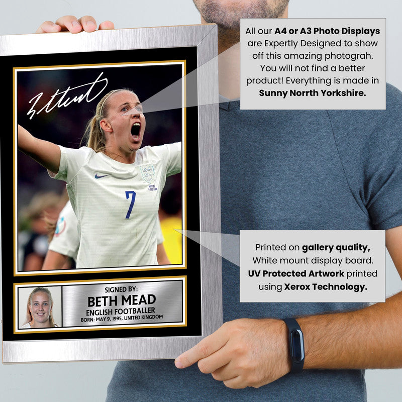 Beth Mead Signed Autograph Poster Print – England Lioness & Arsenal Star  – Framed or Unframed – Gift for Women’s Football Fans