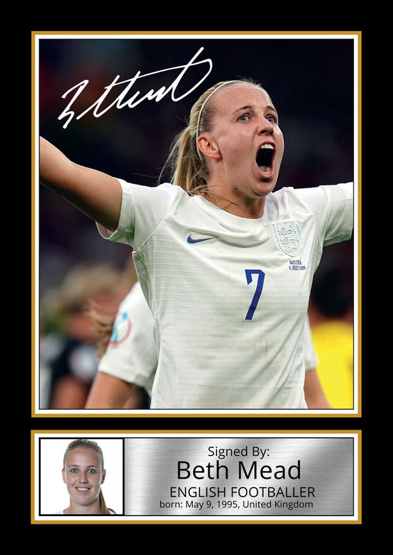 Beth Mead Signed Autograph Poster Print – England Lioness & Arsenal Star  – Framed or Unframed – Gift for Women’s Football Fans