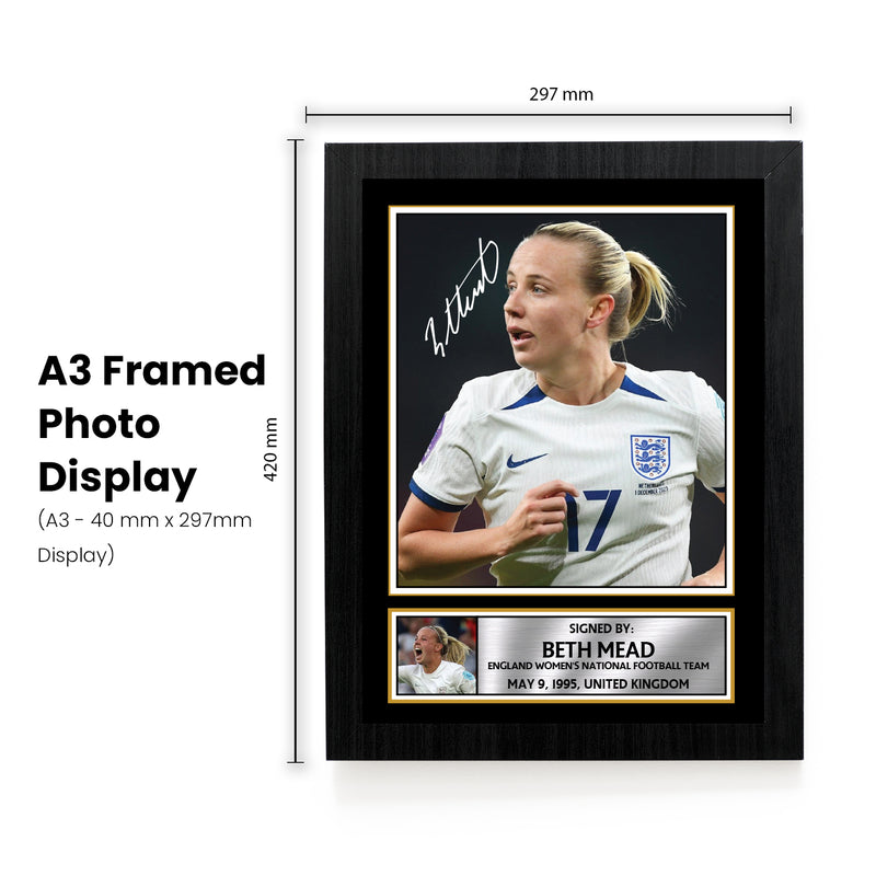 Beth Mead Signed Poster Print – England Women’s National Football Team Memorabilia – Tribute Wall Art for Lionesses Fans & Collectors