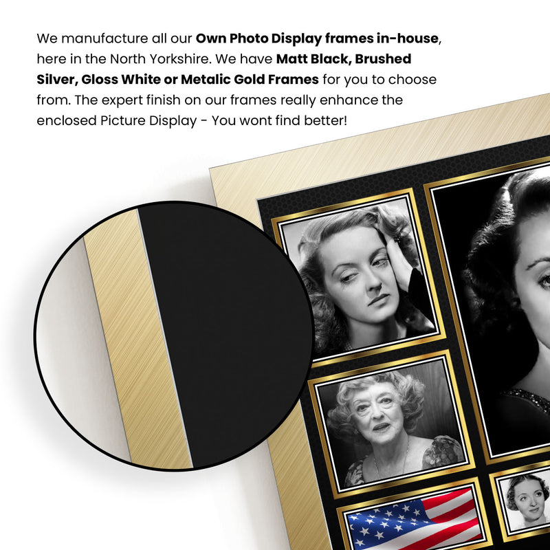 Bette Davis Actors Framed Autographed Print - Limited Edition Autograph Fan Gift – Collectible Memorabilia Merchandise