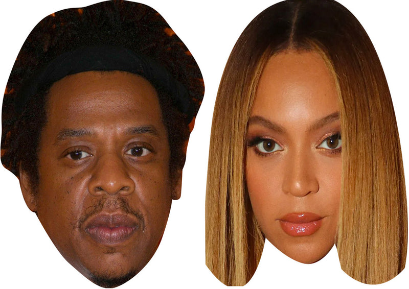 Beyoncé and Jay-Z Celebrity Couple Face Mask Fancy Dress - High-Quality Cardboard Masks for Any Occasion