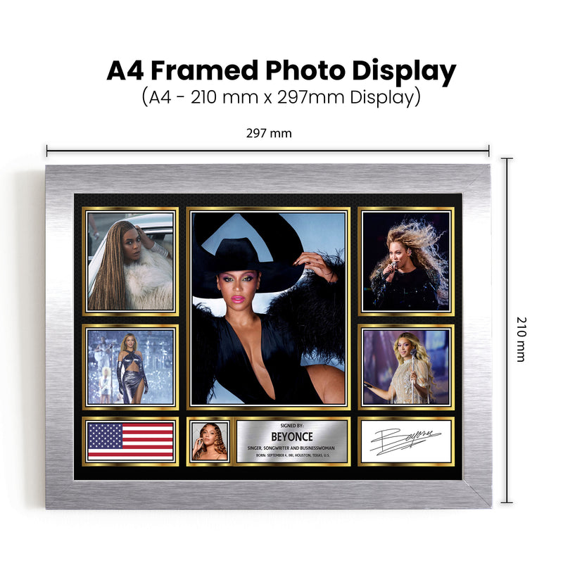 Beyoncé  Singers Framed Autographed Print - Limited Edition Autograph Fan Gift – Collectible Memorabilia Merchandise