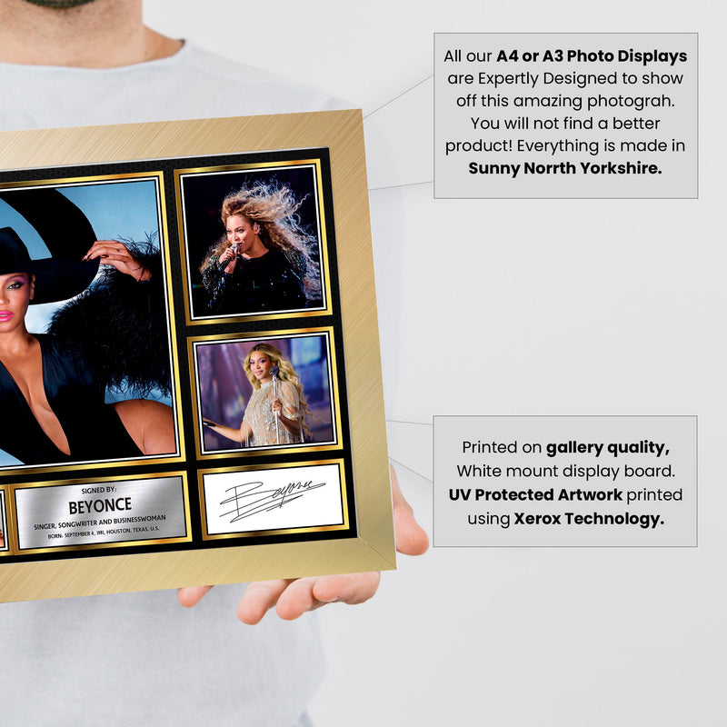 Beyoncé  Singers Framed Autographed Print - Limited Edition Autograph Fan Gift – Collectible Memorabilia Merchandise