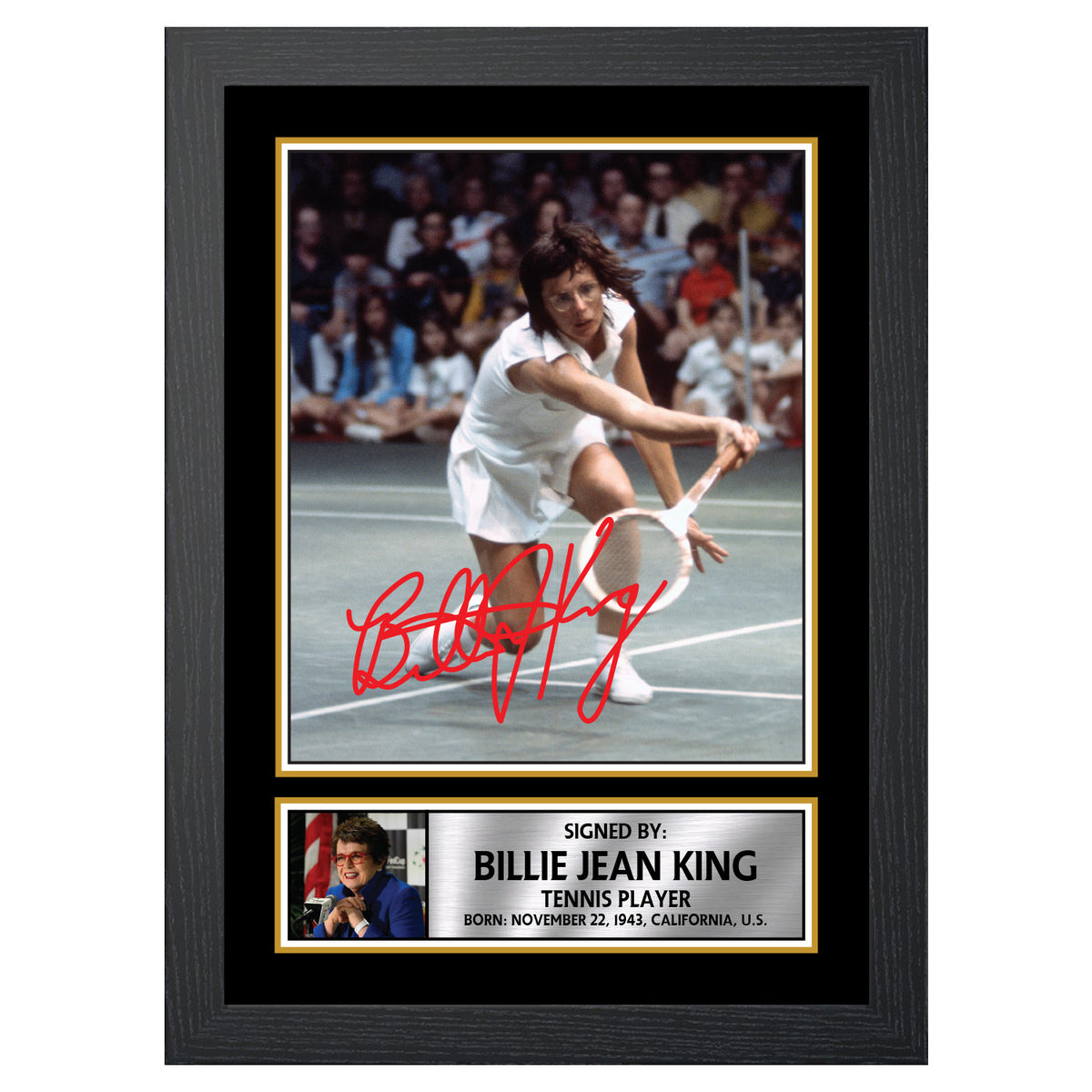 Billie Jean King M543 Tennis Player Printed Signature Poster Print Gift