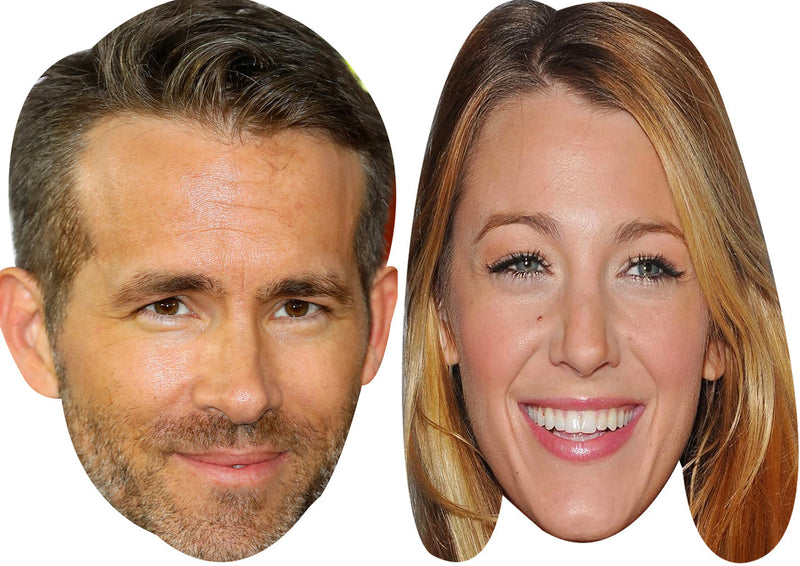 Blake Lively and Ryan Reynolds Celebrity Couple Face Mask Fancy Dress - High-Quality Cardboard Masks for Any Occasion