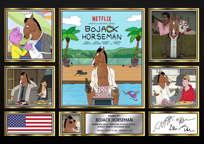 BoJack Horseman Netflix Shows Framed Autographed Print - Limited Edition Autograph Fan Gift – Collectible Memorabilia Merchandise