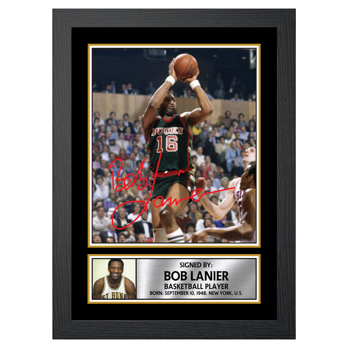 Bob Lanier Basketball Player Printed Signature Poster Print Gift