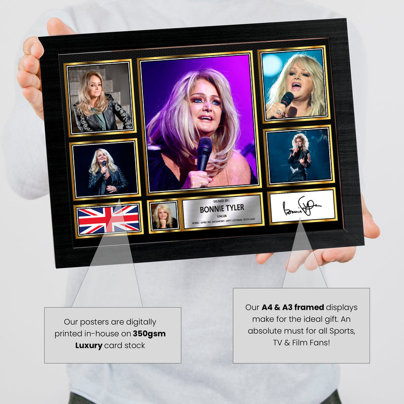 Bonnie Tyler Singers Framed Autographed Print - Limited Edition Autograph Fan Gift – Collectible Memorabilia Merchandise