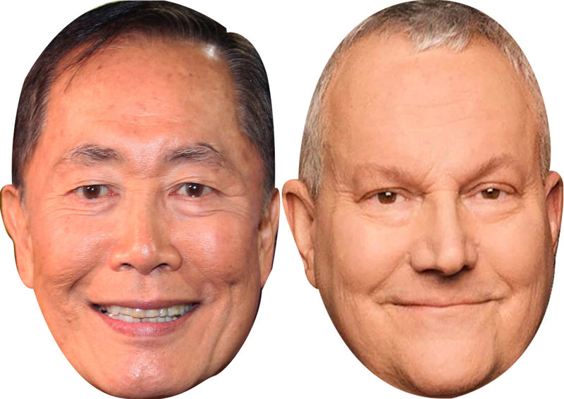 Brad and George Takei Celebrity Couple Face Mask Fancy Dress - High-Quality Cardboard Masks for Any Occasion