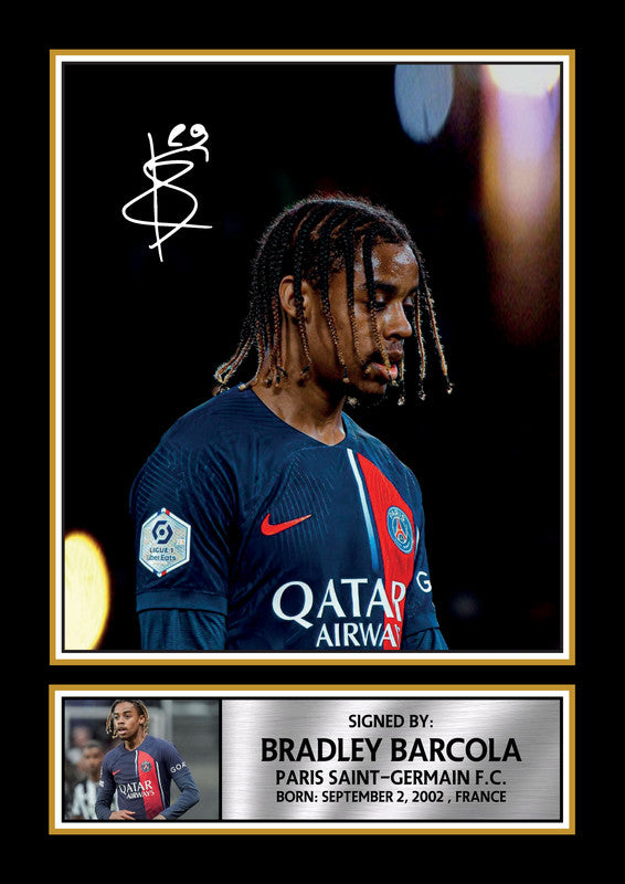 Bradley Barcola Printed Signature Poster Print – Style Football Wall Art – PSG & France Fan Gift – Bradley Barcola Printed Signature Poster Print