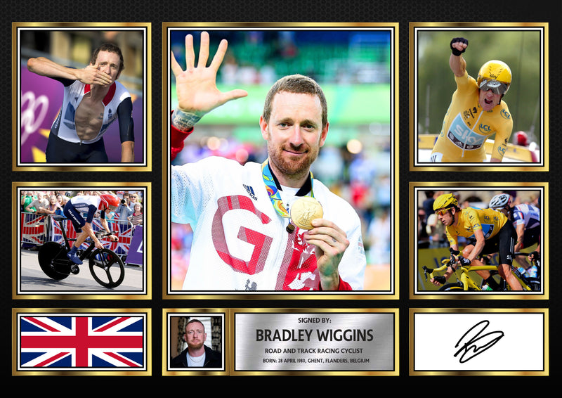 Bradley Wiggins Olympians Framed Autographed Print - Limited Edition Autograph Fan Gift – Collectible Memorabilia Merchandise