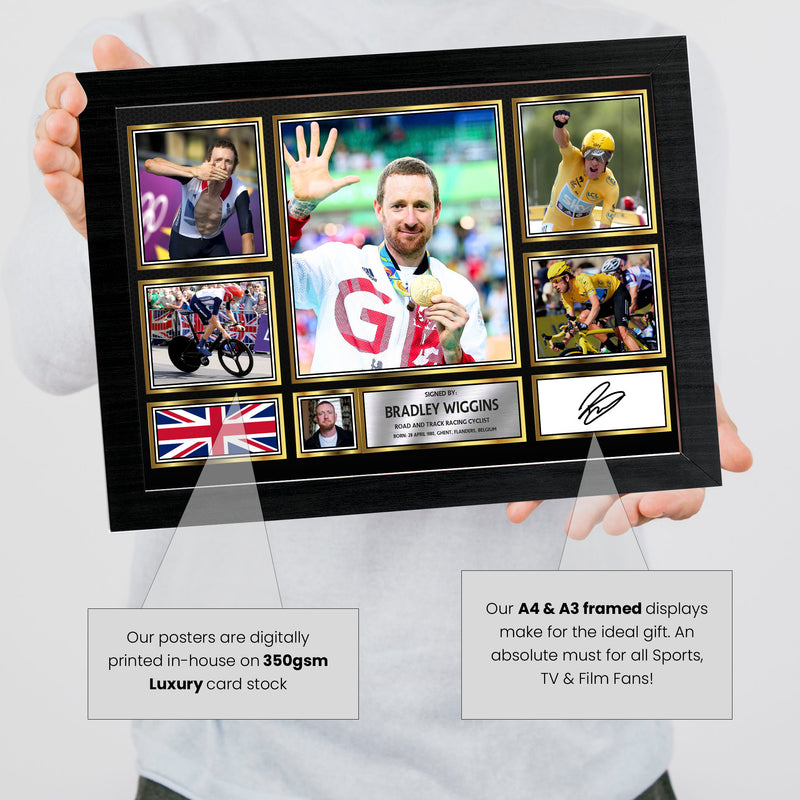 Bradley Wiggins Olympians Framed Autographed Print - Limited Edition Autograph Fan Gift – Collectible Memorabilia Merchandise