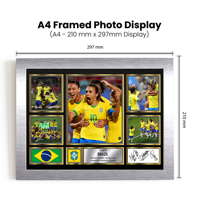 Brazil Ladies Football Teams Framed Autographed Print - Limited Edition Autograph Fan Gift – Collectible Memorabilia Merchandise