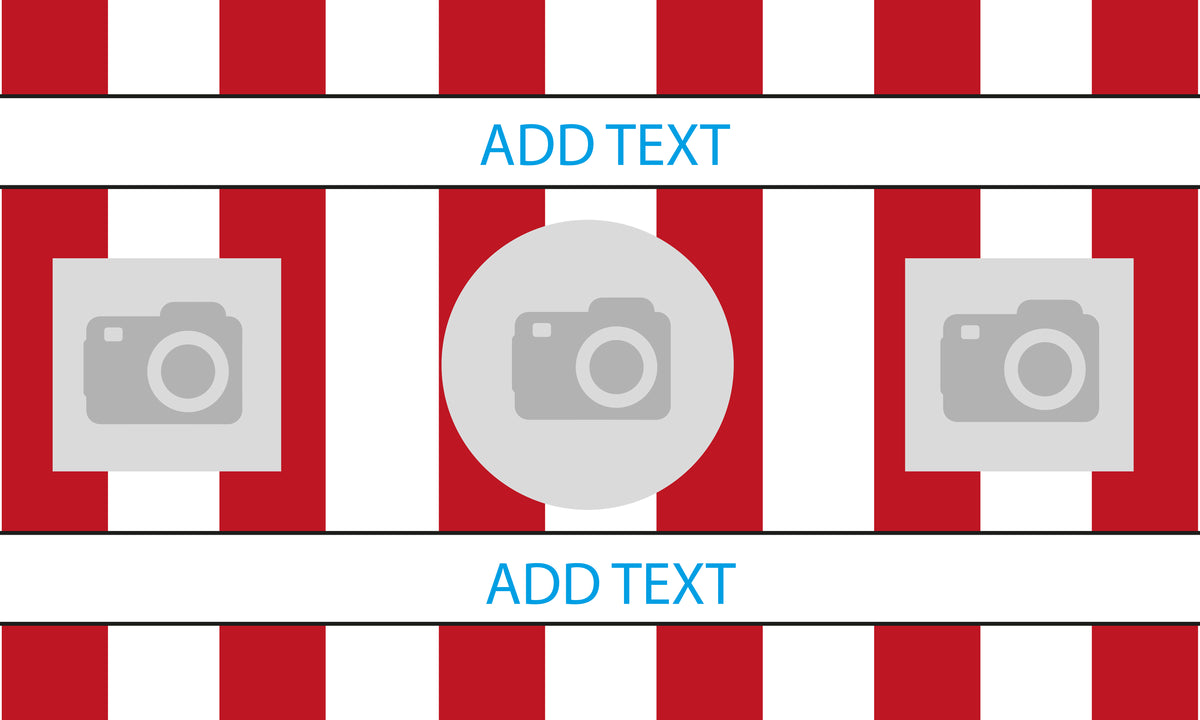 Personalised Brentford football flag design 2 in red and white, printed with custom wording