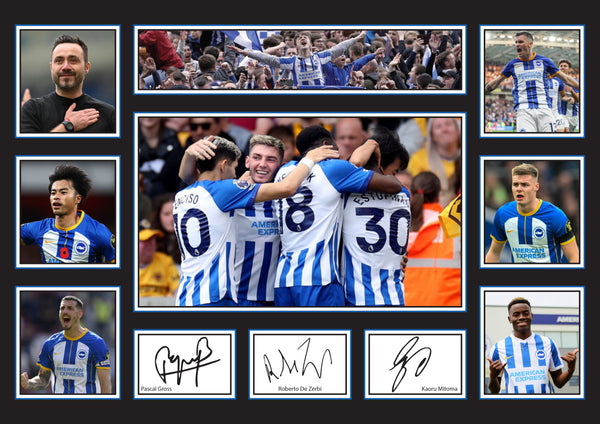 Brighton & Hove Albion Premier League Football Team Framed Printed Signature Print – Fan Gift – Reproduction Print