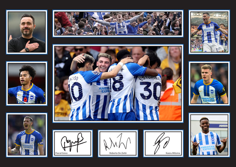 Brighton & Hove Albion Premier League Football Team Framed Autographed Print - Limited Edition Autograph Fan Gift – Collectible Memorabilia Merchandise