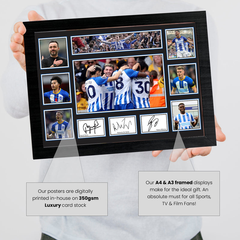 Brighton & Hove Albion Premier League Football Team Framed Autographed Print - Limited Edition Autograph Fan Gift – Collectible Memorabilia Merchandise