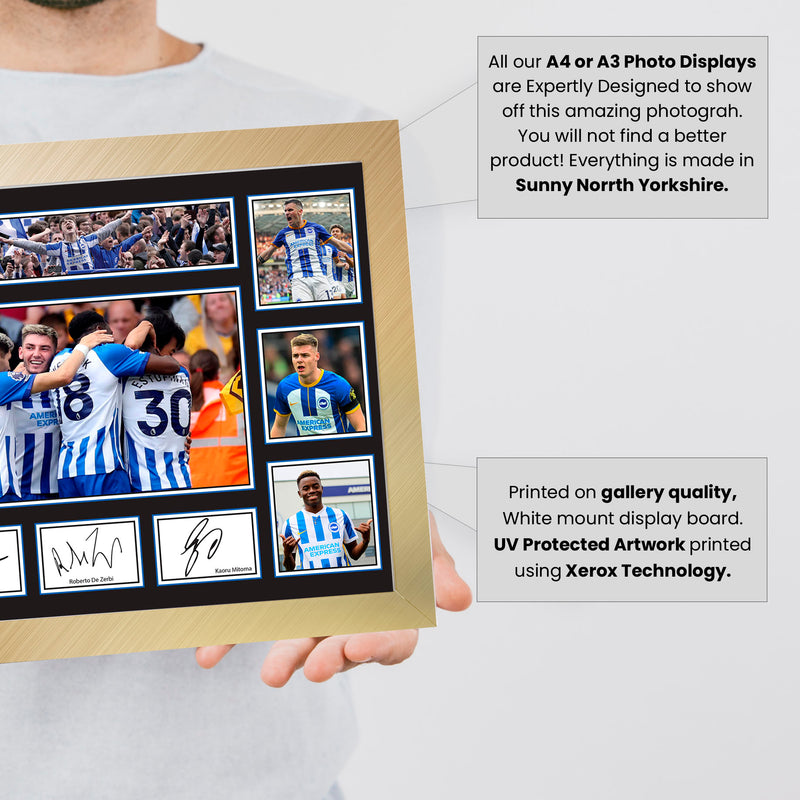 Brighton & Hove Albion Premier League Football Team Framed Autographed Print - Limited Edition Autograph Fan Gift – Collectible Memorabilia Merchandise