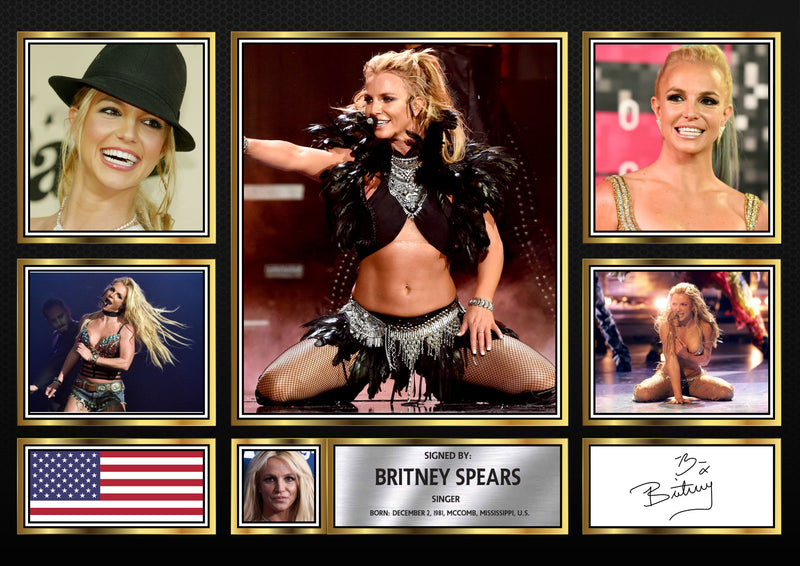 Britney Spears Singers Framed Autographed Print - Limited Edition Autograph Fan Gift – Collectible Memorabilia Merchandise