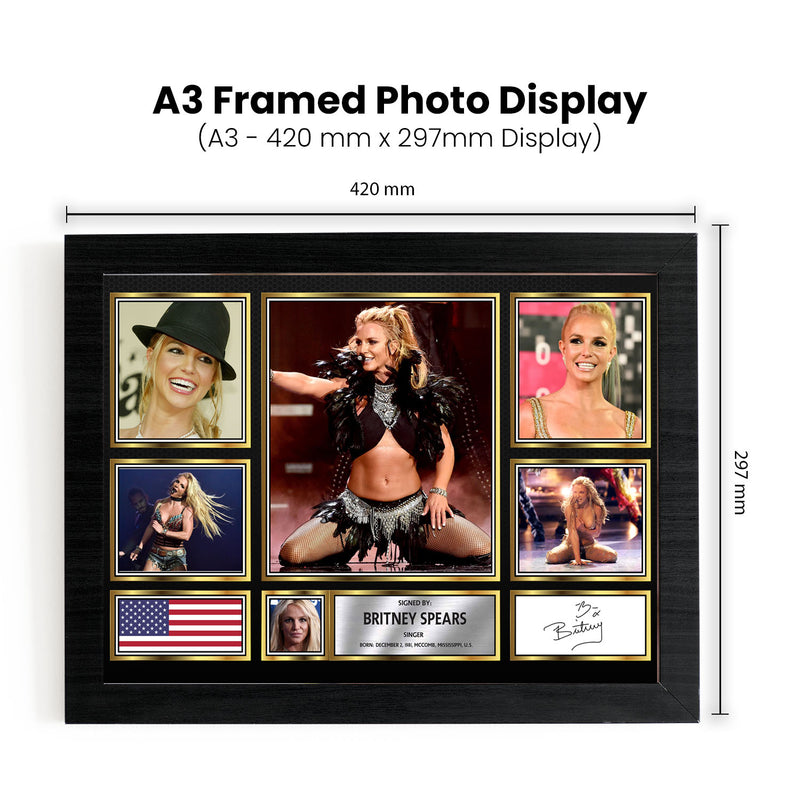 Britney Spears Singers Framed Autographed Print - Limited Edition Autograph Fan Gift – Collectible Memorabilia Merchandise