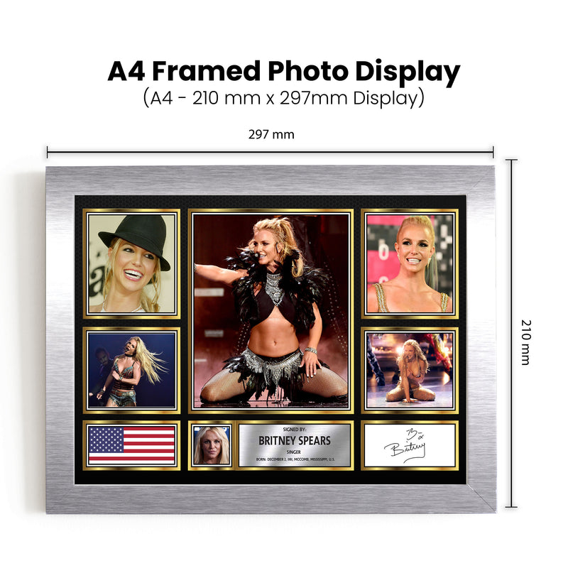 Britney Spears Singers Framed Autographed Print - Limited Edition Autograph Fan Gift – Collectible Memorabilia Merchandise