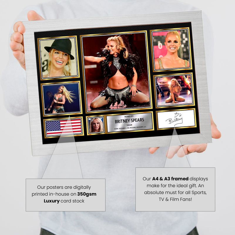 Britney Spears Singers Framed Autographed Print - Limited Edition Autograph Fan Gift – Collectible Memorabilia Merchandise