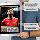Bruno Fernandes Signed Autographed Portrait Poster Print – Portugal & Manchester United F.C. Football Star Wall Art – Soccer Memorabilia Gift for Fans & Collectors