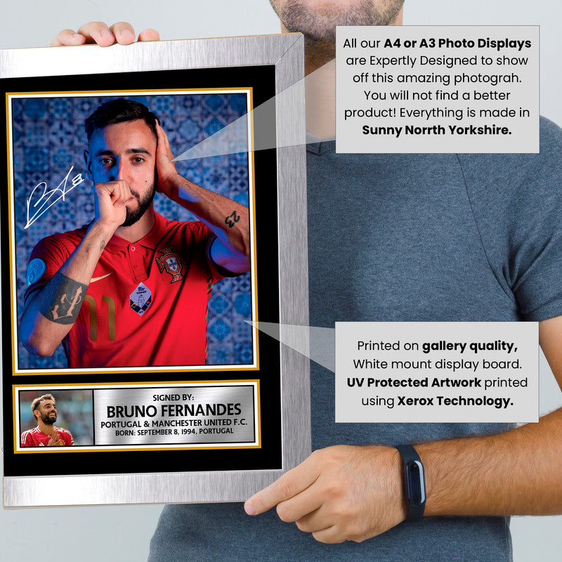 Bruno Fernandes Signed Autographed Poster Print – Portugal & Manchester United Football Memorabilia – Authentic Signature – Collector Gift
